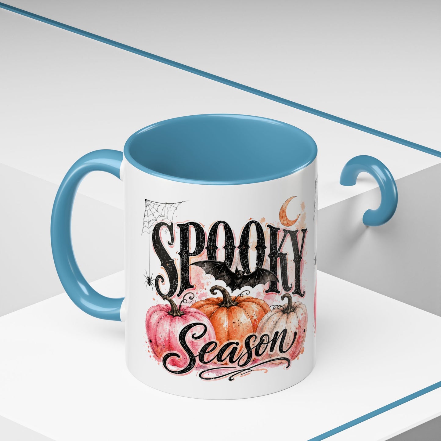 Spooky Season Accent Coffee Mug — Halloween Pumpkin & Moon Design (11/15oz)