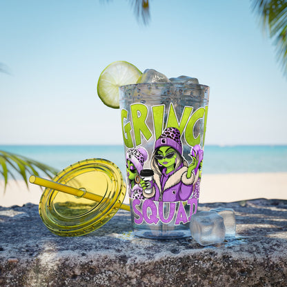 Grinch Squad 16oz Tumbler with Straw — Holiday Party Drink Cup