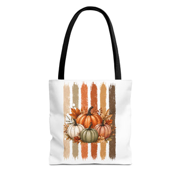 Autumn Pumpkin Stripe Tote Bag - Fall Harvest Grocery & Market Tote