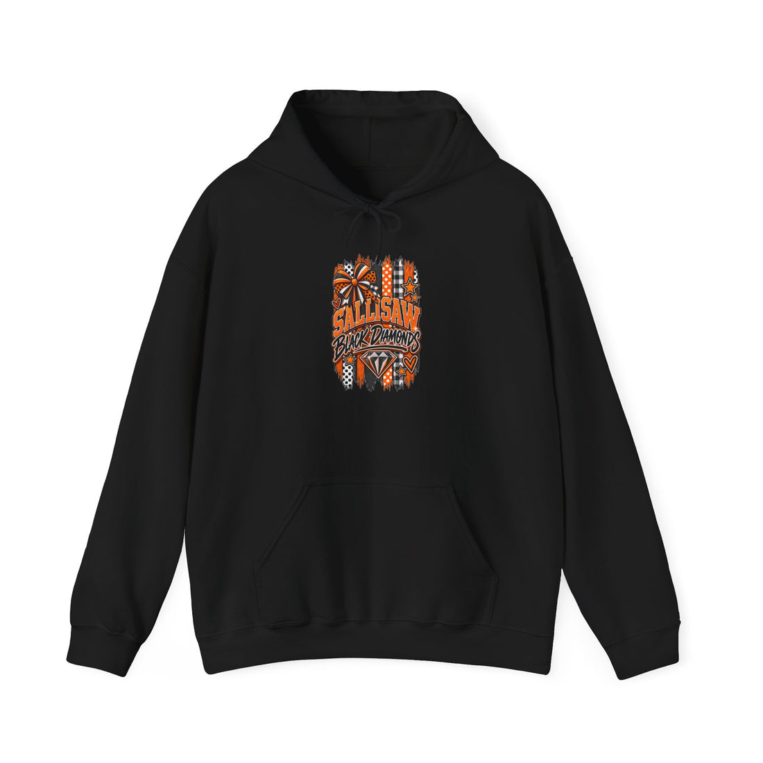 Sallisaw Black Diamonds School Spirit Hoodie – Game Day Graphic Sweatshirt 🧡🖤