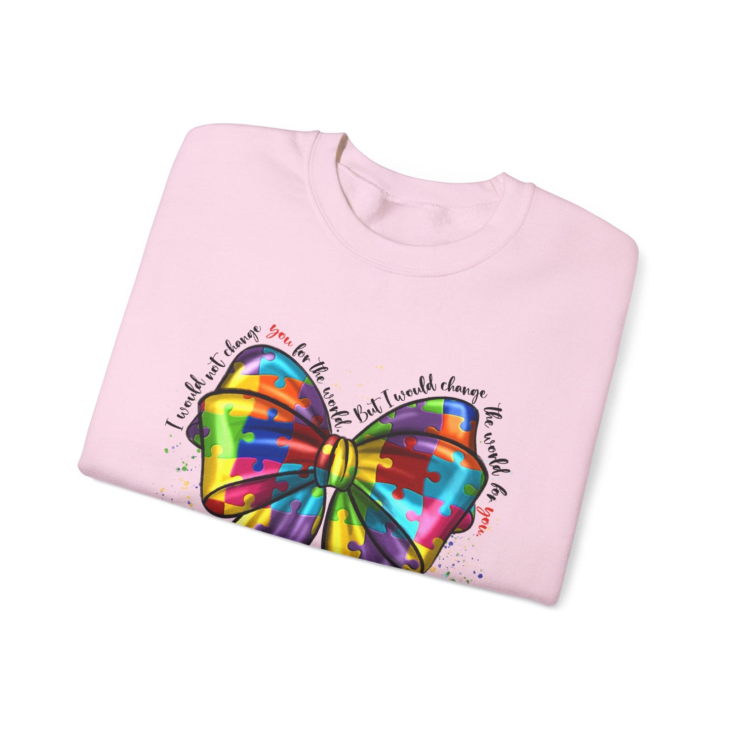 Rainbow Puzzle Bow Sweatshirt — Autism Awareness Crewneck