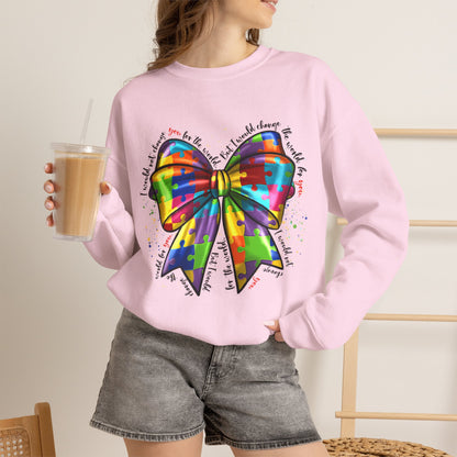 Rainbow Puzzle Bow Sweatshirt — Autism Awareness Crewneck