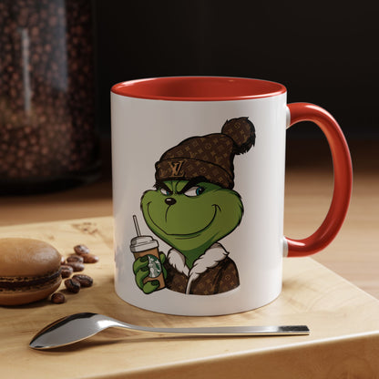 Grinch Luxury Winter Coffee Mug – Designer Beanie & Holiday Drink Cartoon (11/15oz)