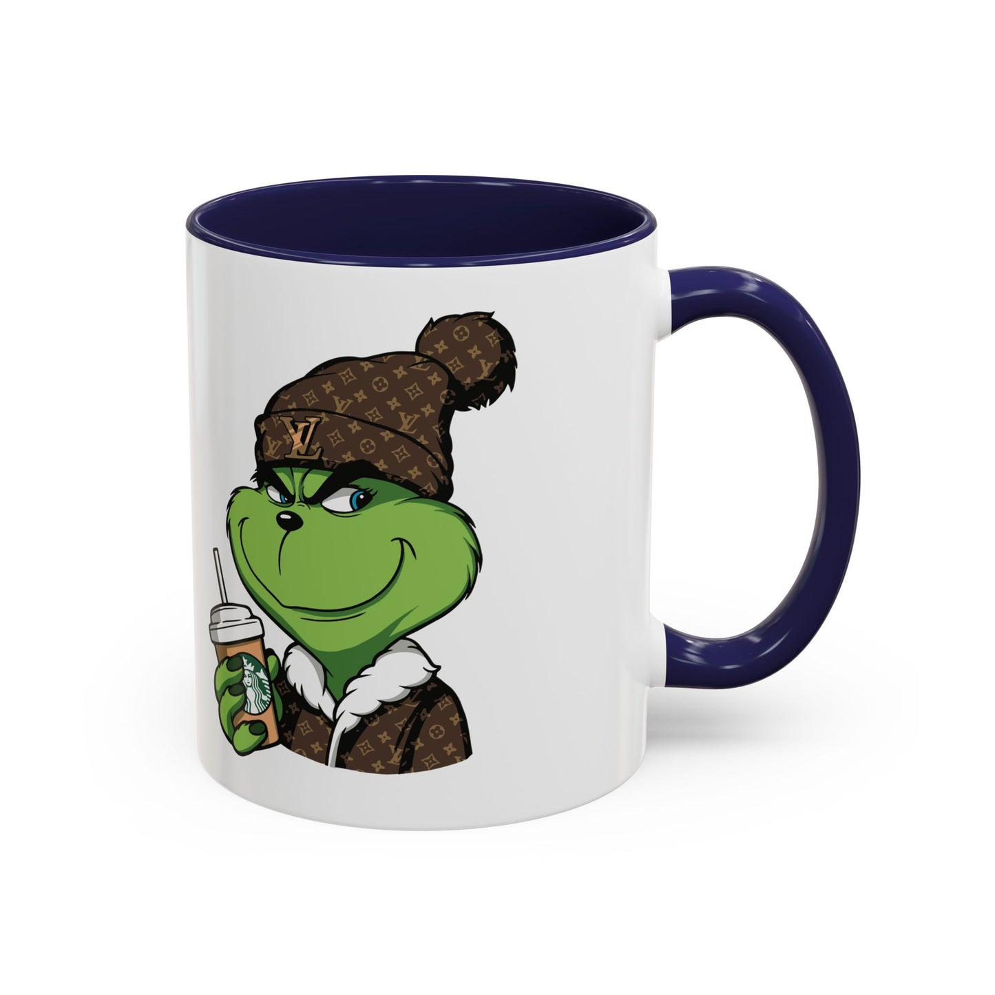 Grinch Luxury Winter Coffee Mug – Designer Beanie & Holiday Drink Cartoon (11/15oz)