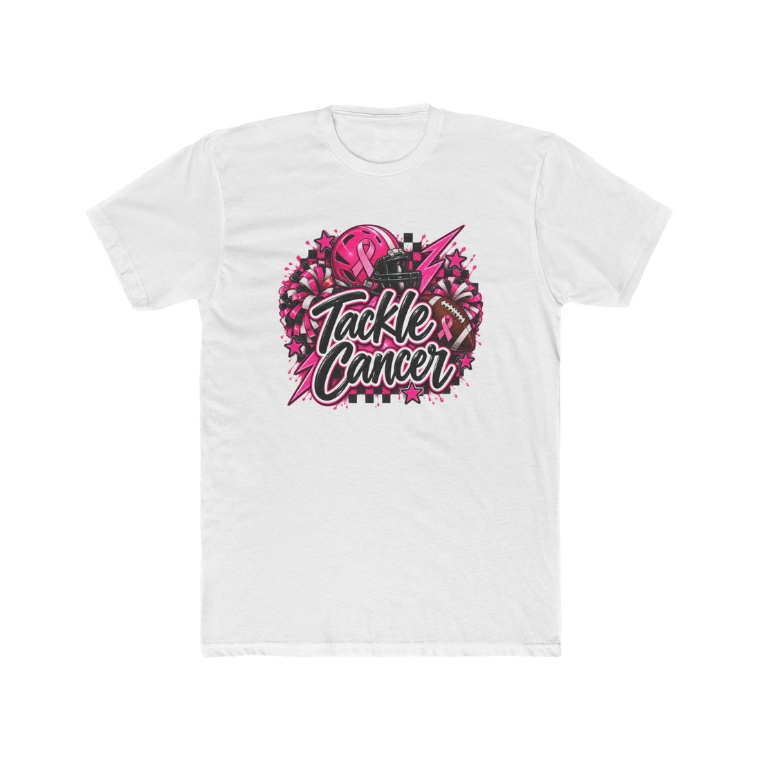 Tackle Cancer Football Tee – Breast Cancer Awareness Athletic Shirt