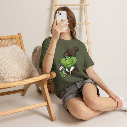 Grinch Winter Beanie Tee — Cozy Holiday Grinch with Hot Cocoa T-Shirt