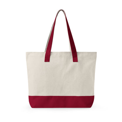 Canvas Tote Bag — Floral 'All You Need Is Love' Zippered Shopper