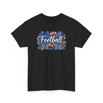 Football Mom T-Shirt — Cheer Mom Graphic Tee with Football & Pom Design