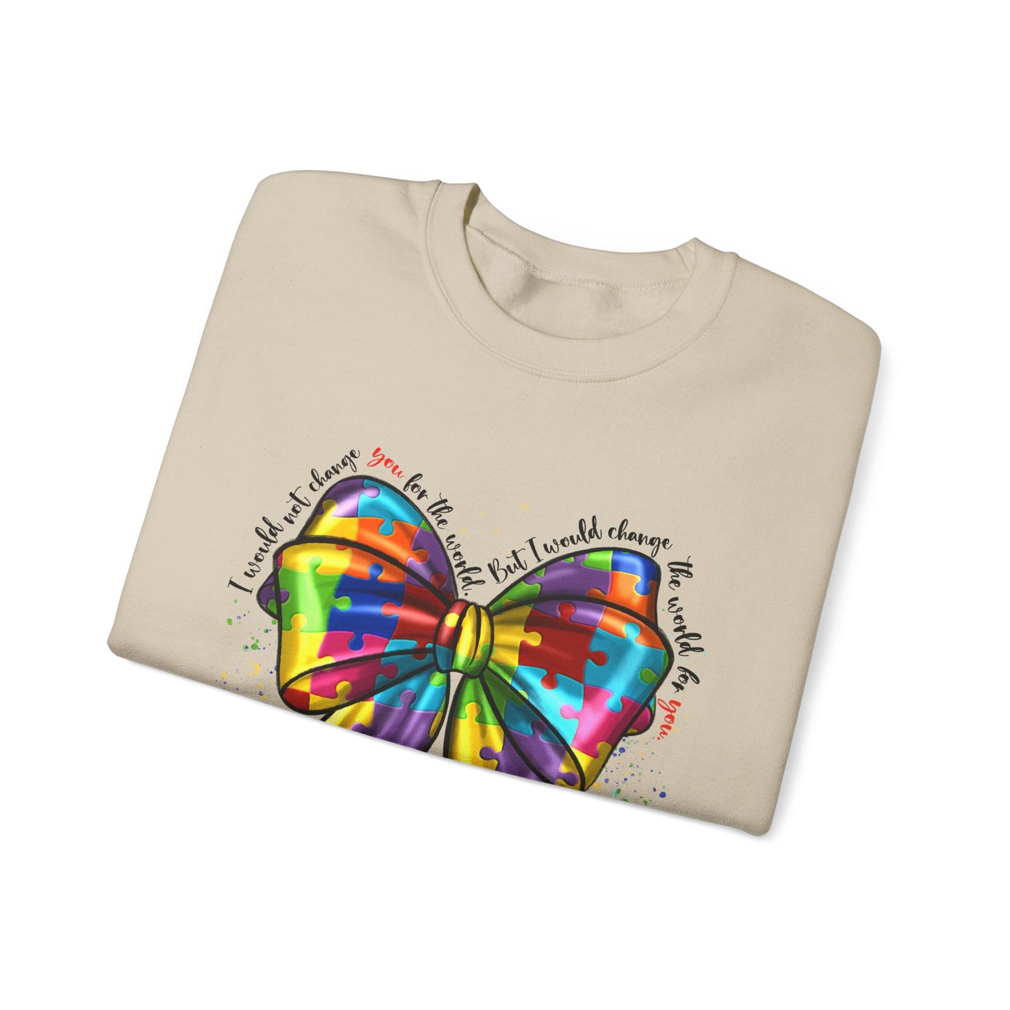 Rainbow Puzzle Bow Sweatshirt — Autism Awareness Crewneck
