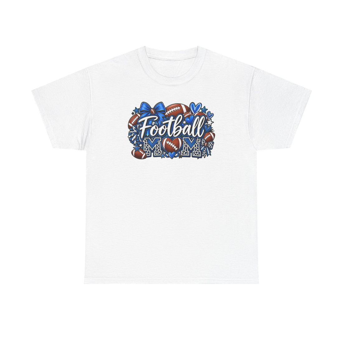 Football Mom T-Shirt — Cheer Mom Graphic Tee with Football & Pom Design
