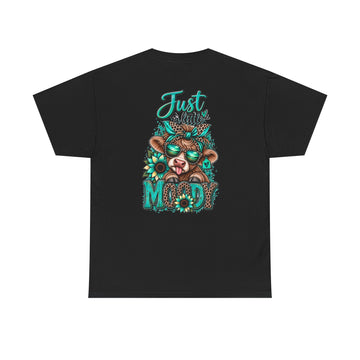 "Just a Little Moody" Retro Floral Bear Graphic T-Shirt —