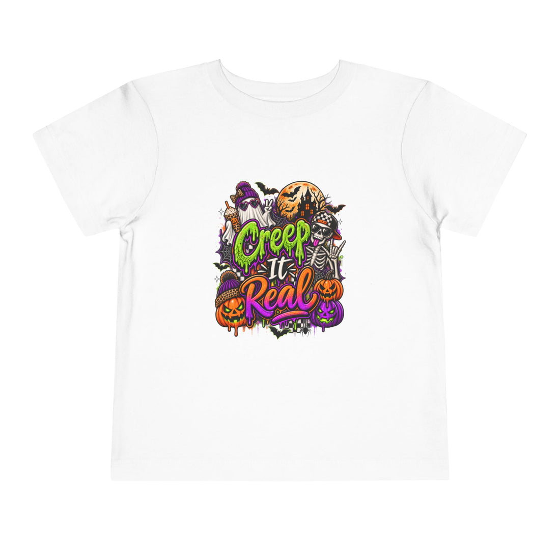"Creep It Real" Halloween Pumpkin Ghost Graphic — Toddler Tee