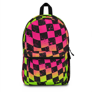 Neon Checkered Backpack – Colorful Everyday Bag