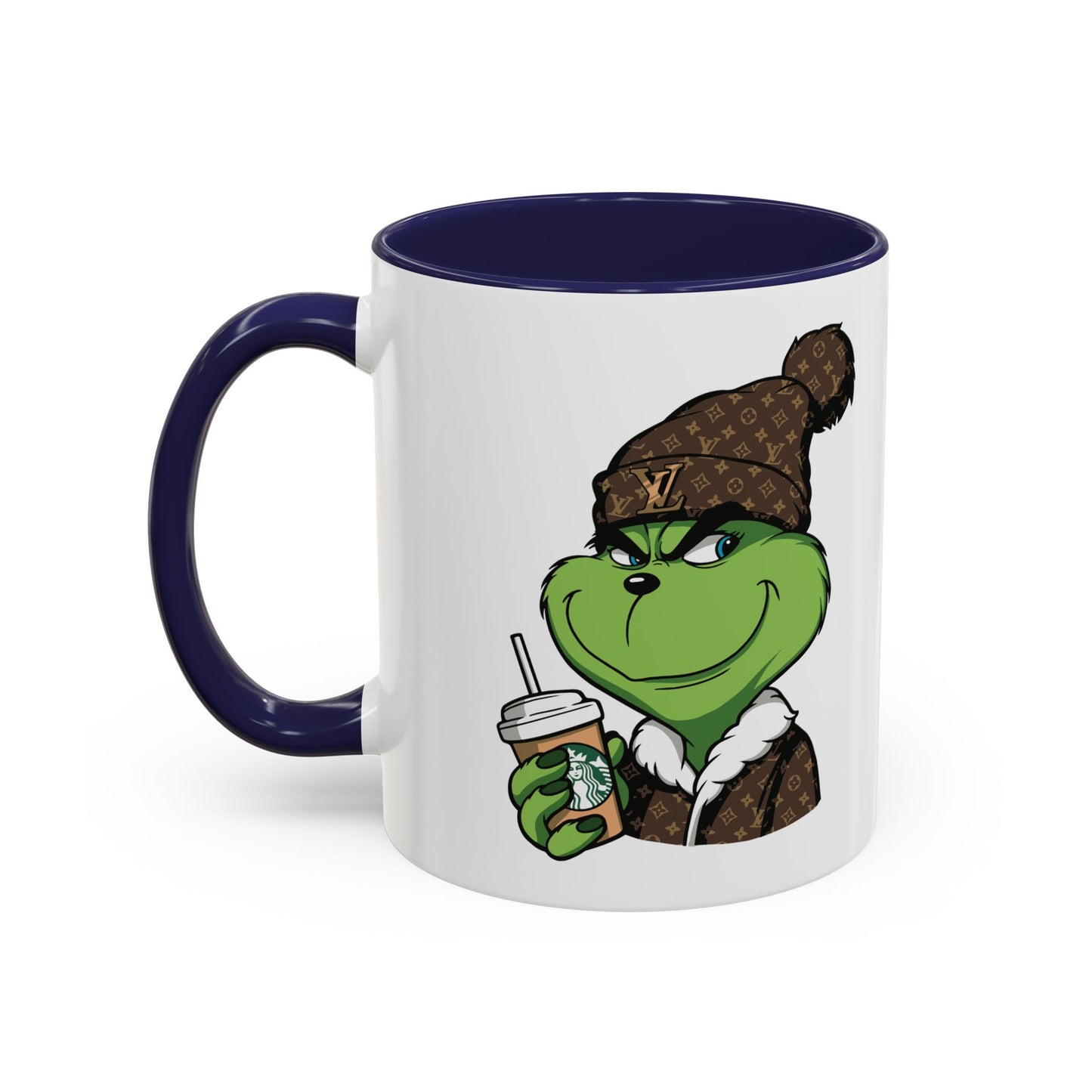 Grinch Luxury Winter Coffee Mug – Designer Beanie & Holiday Drink Cartoon (11/15oz)