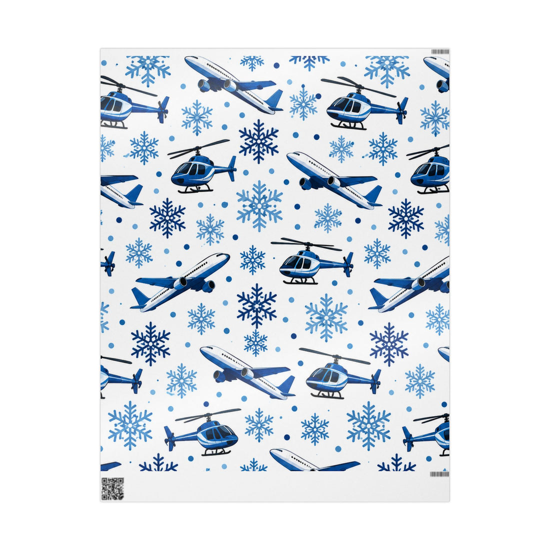 Aviation Christmas Wrapping Paper – Airplane & Helicopter Snowflake Gift Wrap ✈️🚁❄️