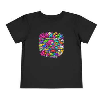 Vintage Car Graphic Toddler Tee — Colorful 'Pick A Color'