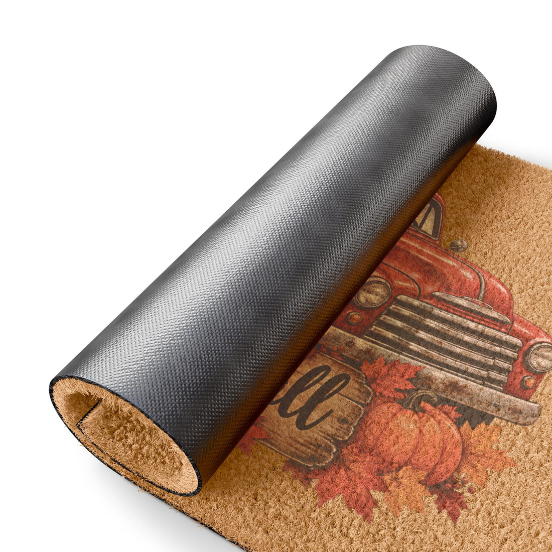 Vintage Welcome Doormat Fall Truck - "It's Fall Y'all" Rustic Pumpkin