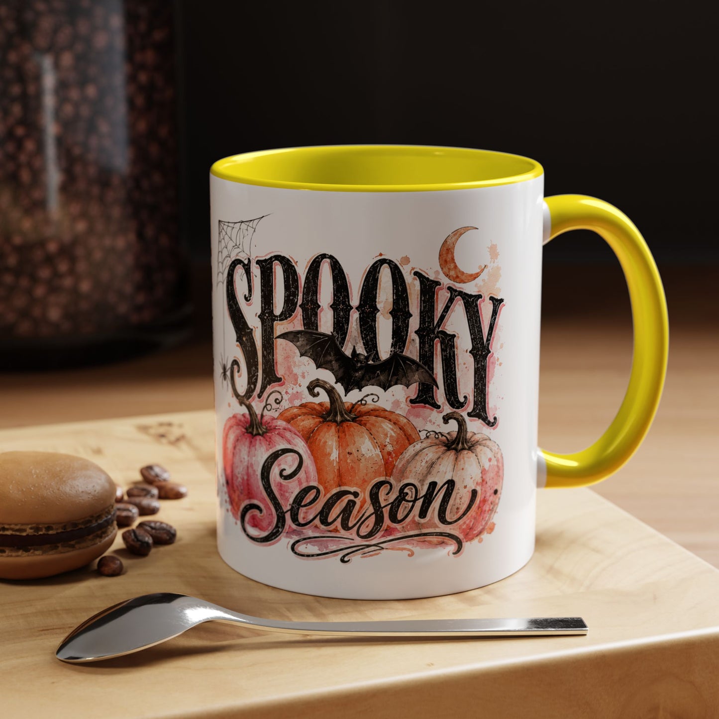 Spooky Season Accent Coffee Mug — Halloween Pumpkin & Moon Design (11/15oz)