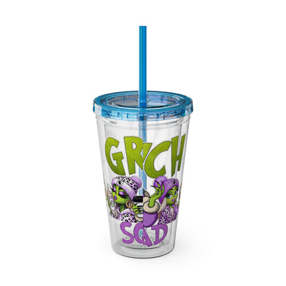 Grinch Squad 16oz Tumbler with Straw — Holiday Party Drink Cup