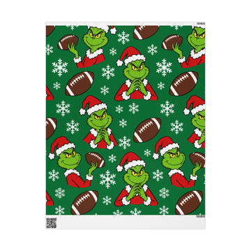 Grinch Football Christmas Wrapping Paper — Festive Holiday Gift Wrap for Football Fans