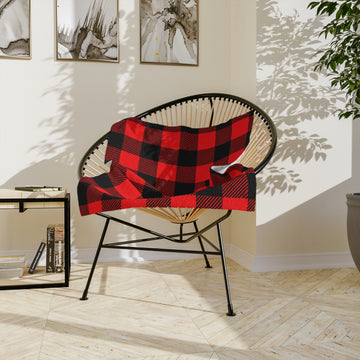 Red Buffalo Plaid Blanket — Cozy Velveteen Microfiber Throw