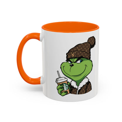 Grinch Luxury Winter Coffee Mug – Designer Beanie & Holiday Drink Cartoon (11/15oz)