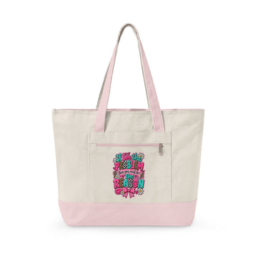 Canvas Tote Bag — Floral 'All You Need Is Love' Zippered Shopper