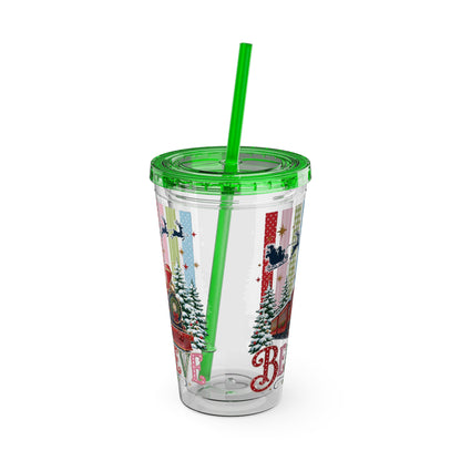 Believe Holiday Tumbler — Christmas Train 16oz Straw Cup