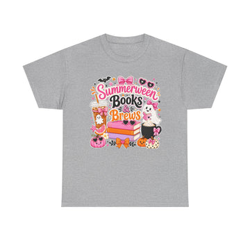 Halloween Books & Brews Tee — "Summerween" Cute Reading Shirt