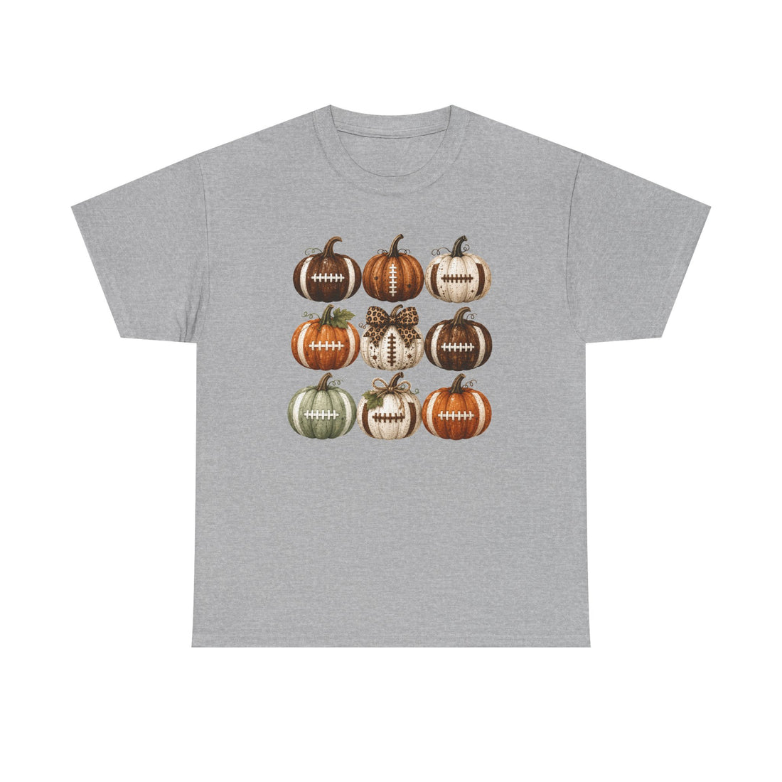 Pumpkin Patch Football Tee — Fall Pumpkin & Football Stacked Design