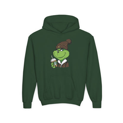 Youth Hoodie — Cozy Frog in Winter Beanie | Cute Kids' Holiday Sweatshirt
