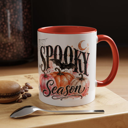 Spooky Season Accent Coffee Mug — Halloween Pumpkin & Moon Design (11/15oz)