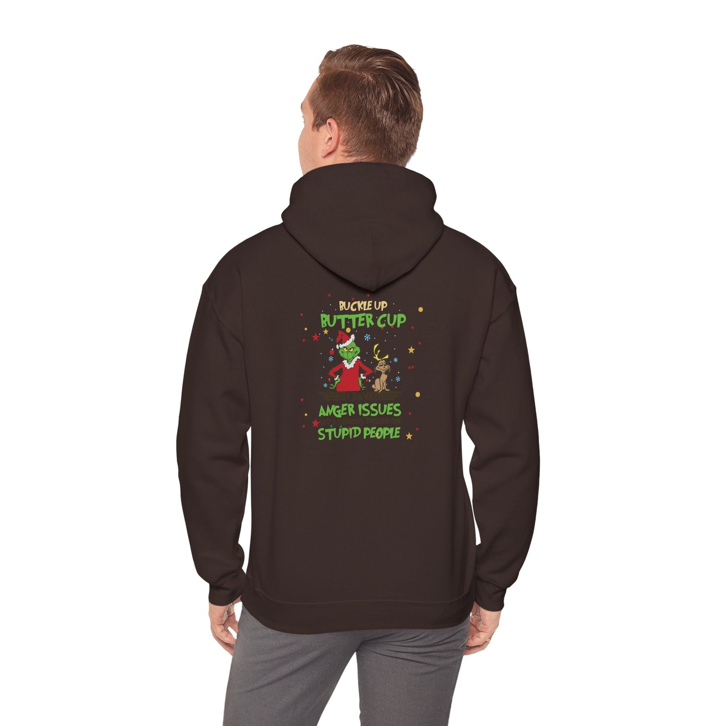 Grinch Christmas Hoodie — “Back the F Up Buttercup” Funny Holiday Sweatshirt