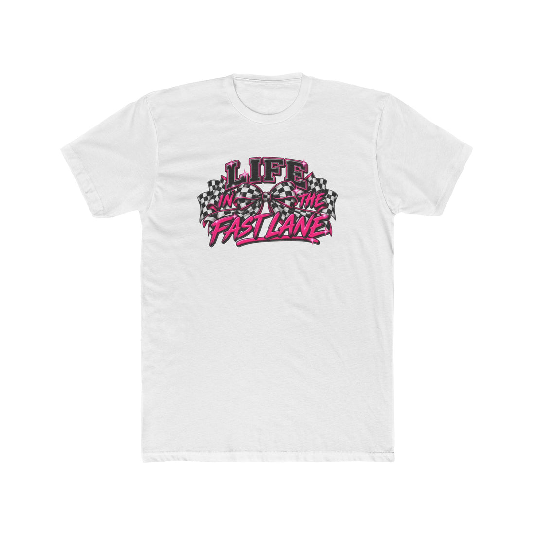 Racing Graphic Tee "Life in the Fast Lane" — Retro Racing Checkered Design