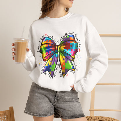 Rainbow Puzzle Bow Sweatshirt — Autism Awareness Crewneck