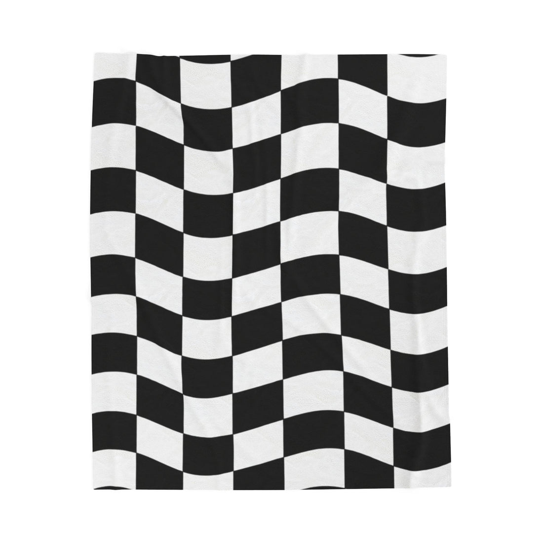 Checkered Velveteen Plush Blanket — Black & White Racing Flag Throw
