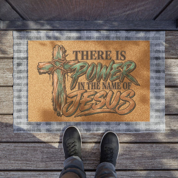 There Is Power In The Name Of Jesus Doormat — Christian Welcome Mat