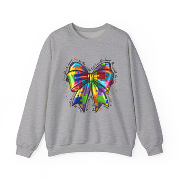Autism Awareness Rainbow Puzzle Bow Sweatshirt Crewneck