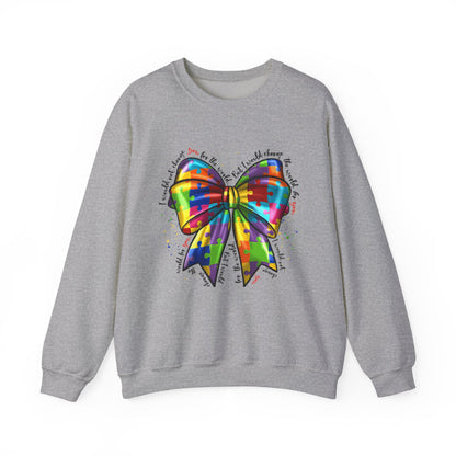 Rainbow Puzzle Bow Sweatshirt — Autism Awareness Crewneck