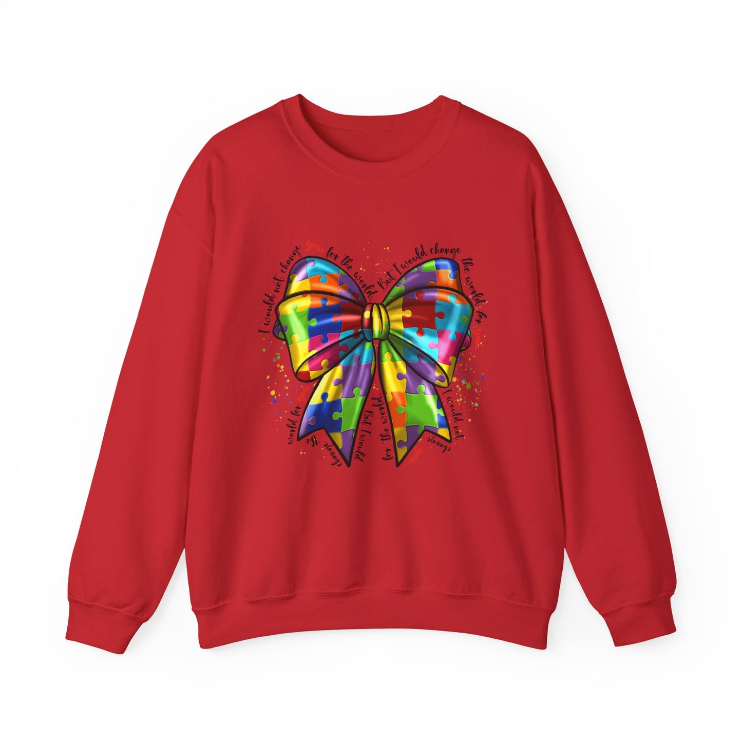 Rainbow Puzzle Bow Sweatshirt — Autism Awareness Crewneck