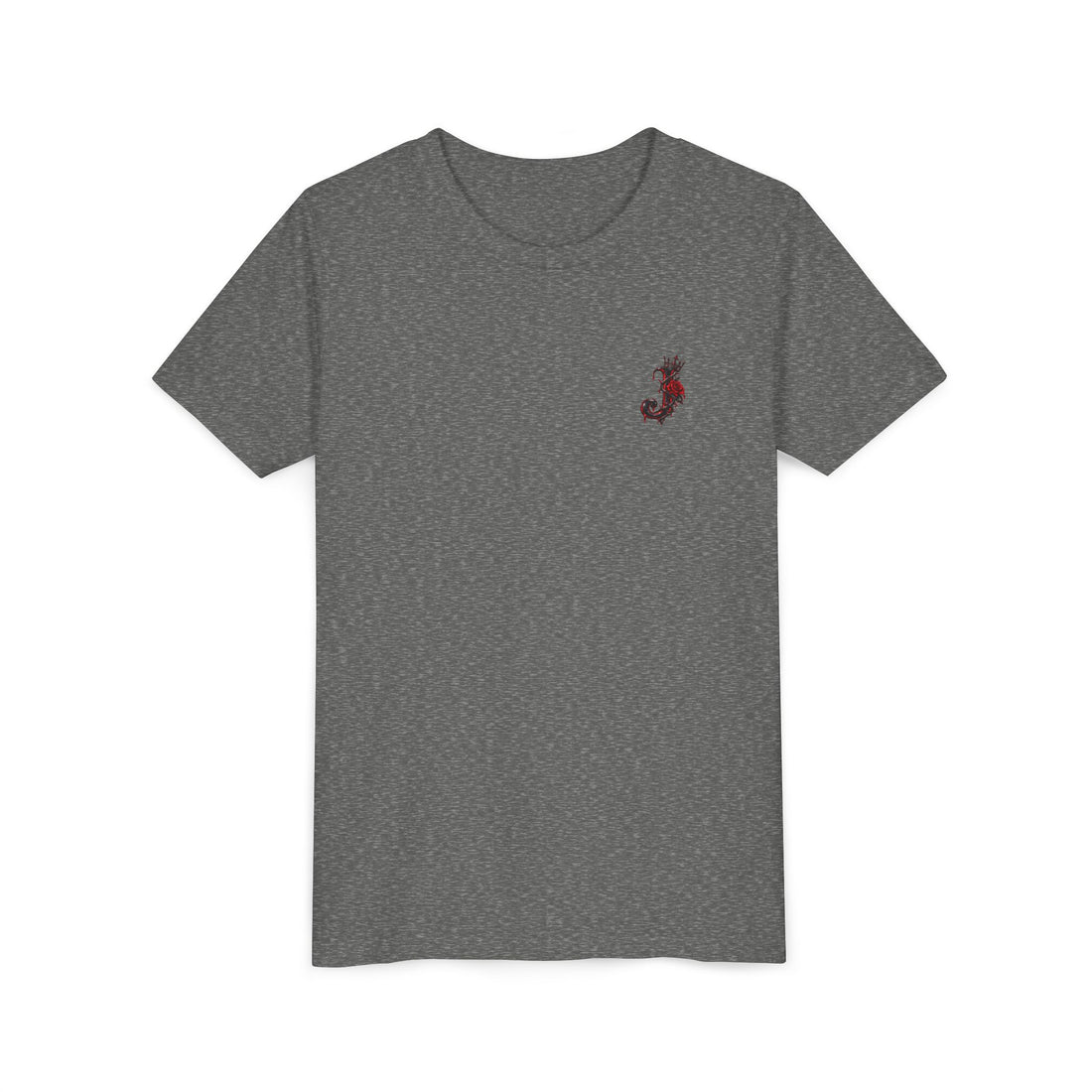 Letter J Red Rose Initial “J” with Crown — Youth Tee
