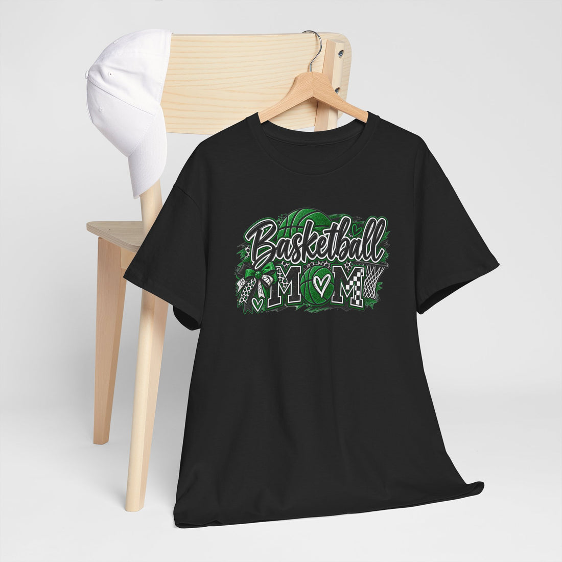 Vintage Basketball Graphic Mom Tee — Green Court