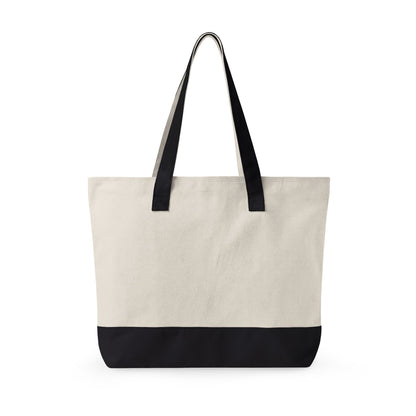 Canvas Tote Bag — Floral 'All You Need Is Love' Zippered Shopper