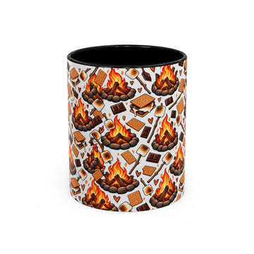 Coffee Mug S'mores Campfire Accent– Cozy Camping Hot Chocolate & Marshmallow Design (11/15oz)