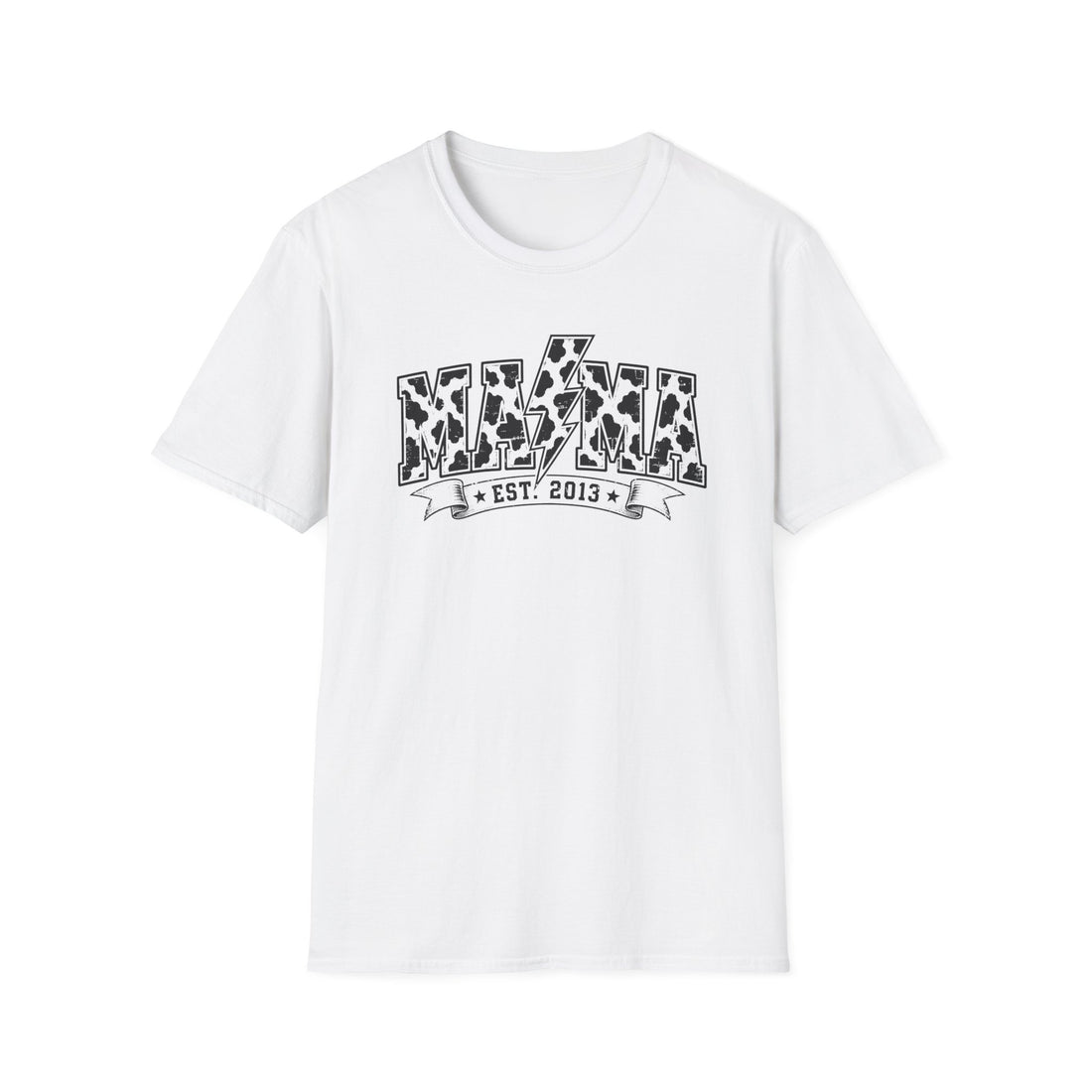 Mama Graphic Tee — Cow Print Lightning 'Est. 2013' Mother's Day Shirt