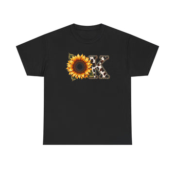 OK Sunflower Leopard Print Tee - Farmhouse Floral Graphic T-Shirt
