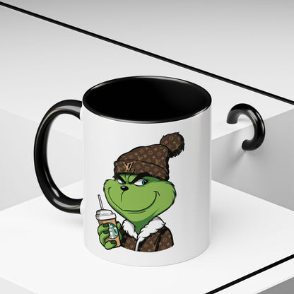 Grinch Luxury Winter Coffee Mug – Designer Beanie & Holiday Drink Cartoon (11/15oz)