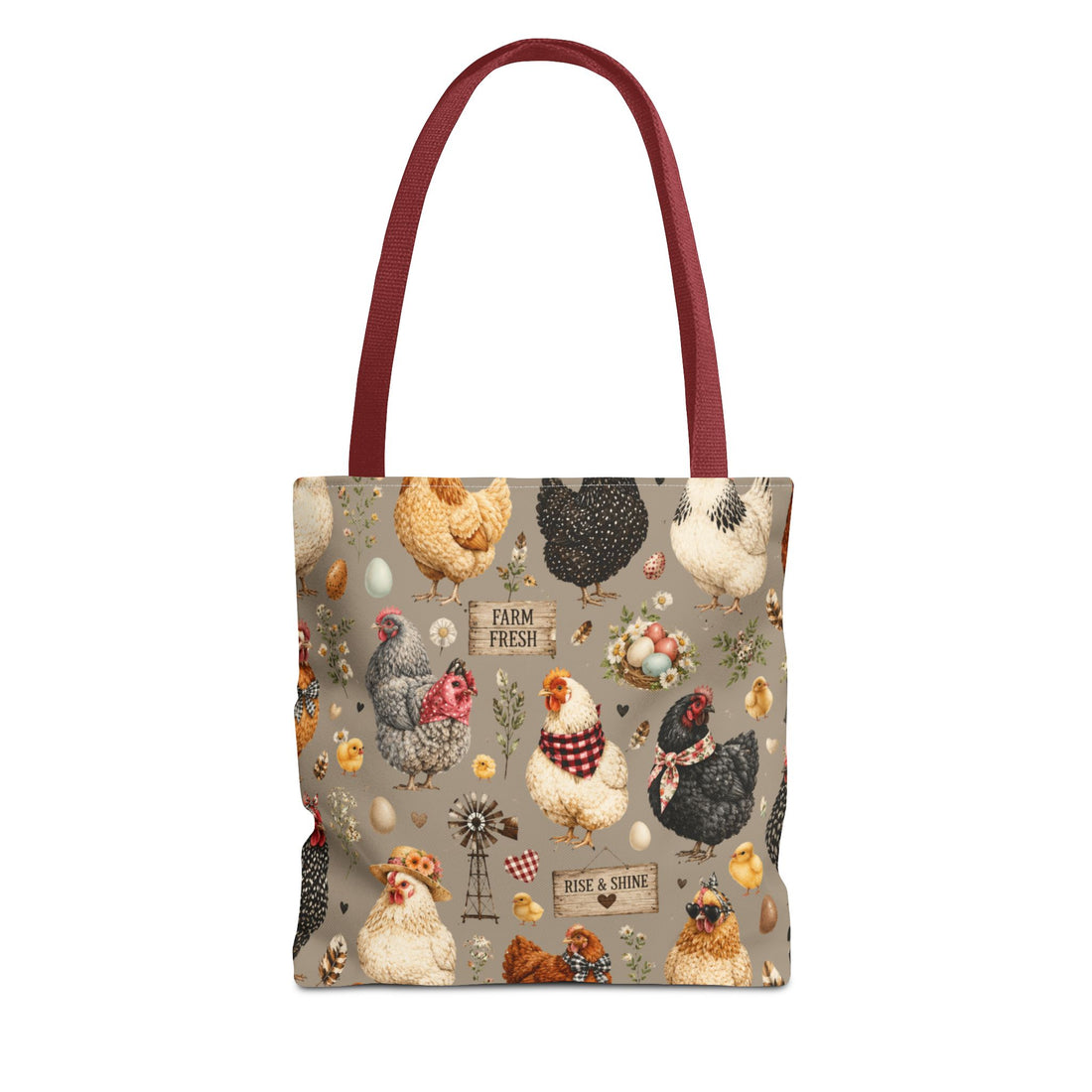 Chicken Farm Pattern Tote Bag – Farm Fresh Hen Print All-Over Tote