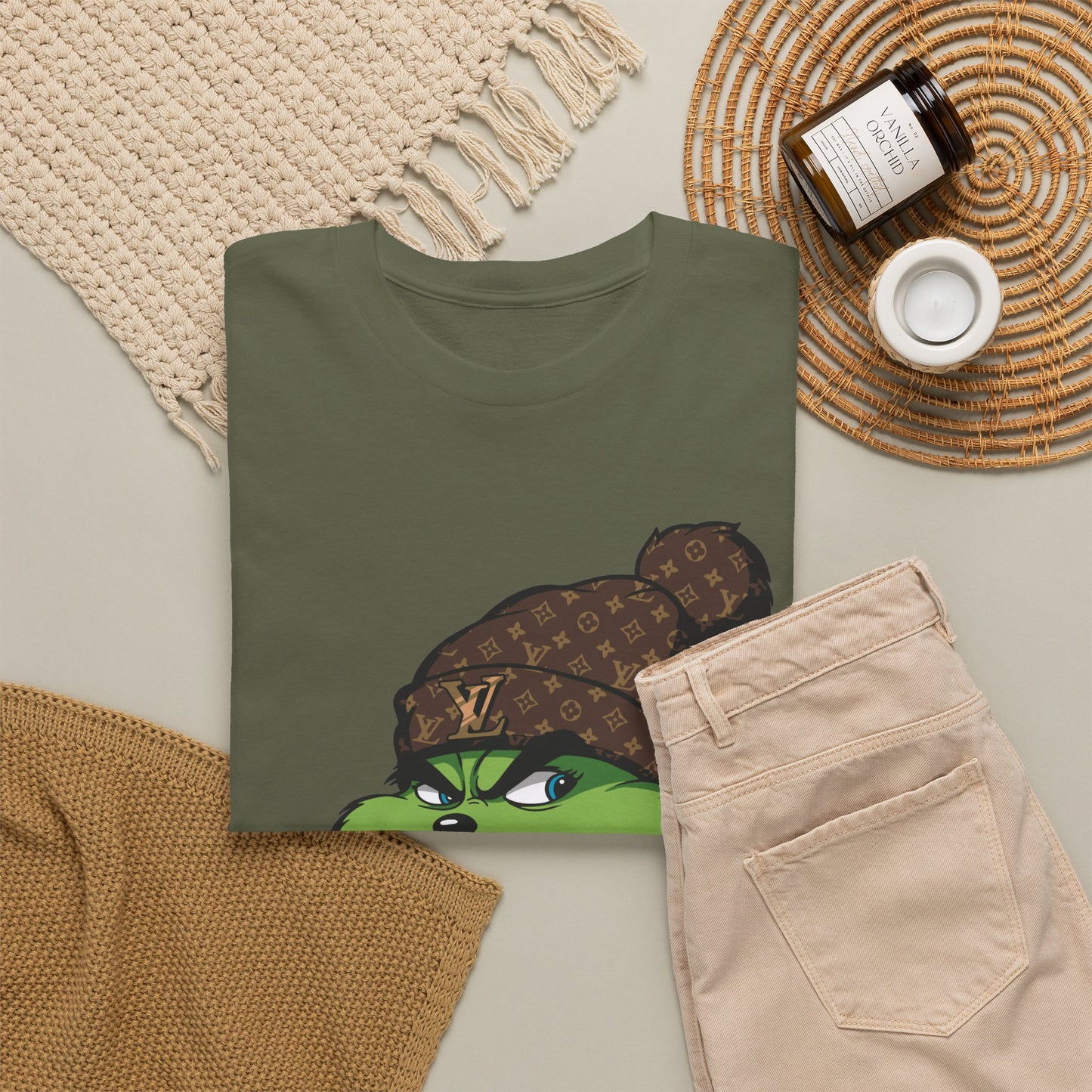 Grinch Winter Beanie Tee — Cozy Holiday Grinch with Hot Cocoa T-Shirt