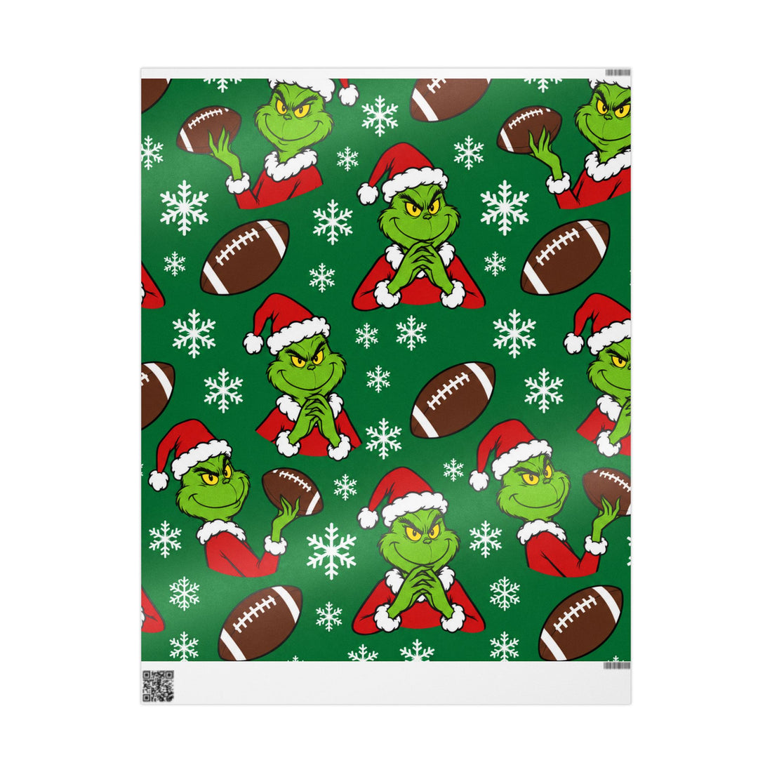 Grinch Football Christmas Wrapping Paper — Festive Holiday Gift Wrap for Football Fans